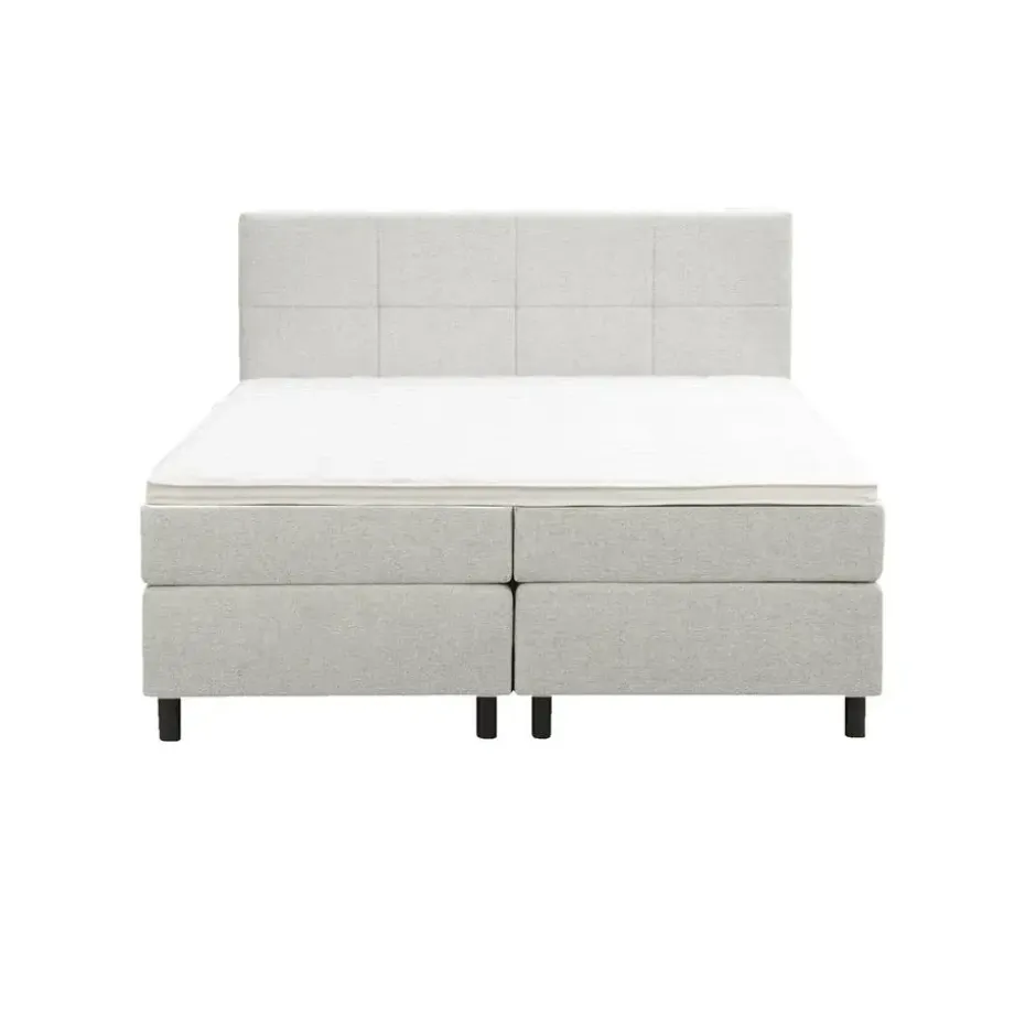Boxspring Liv geblokt - ecru - 180x200 cm - ronde poot