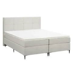 Boxspring Liv geblokt - ecru - 160x200 cm - slanke poot