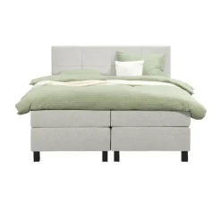 Boxspring Liv geblokt - ecru - 160x200 cm - vierkante poot