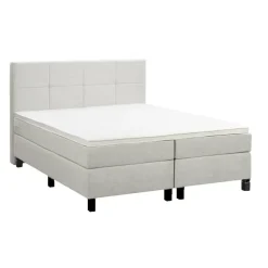 Boxspring Liv geblokt - ecru - 160x200 cm - vierkante poot