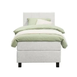 Boxspring Liv geblokt - ecru - 90x200 cm - vierkante poot
