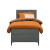 Boxspring Liv geblokt - grijs - 90x200 cm - slanke poot