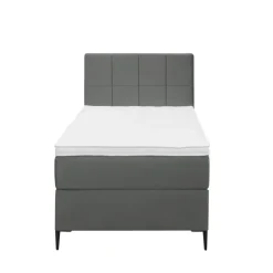 Boxspring Liv geblokt - grijs - 90x200 cm - slanke poot