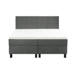 Boxspring Liv geblokt - grijs - 180x200 cm - vierkante poot