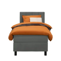 Boxspring Liv geblokt - grijs - 90x200 cm - vierkante poot