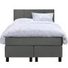 Boxspring Liv geblokt - grijs - 120x200 cm - vierkante poot