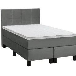 Boxspring Liv geblokt - grijs - 120x200 cm - vierkante poot