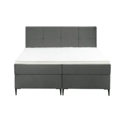Boxspring Liv geblokt - grijs - 160x200 cm - slanke poot