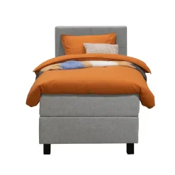 Boxspring Liv geblokt - lichtgrijs - 90x200 cm - vierkante poot