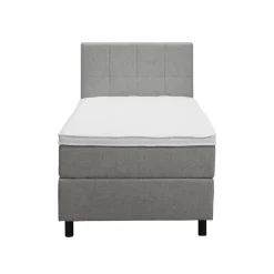 Boxspring Liv geblokt - lichtgrijs - 90x200 cm - ronde poot
