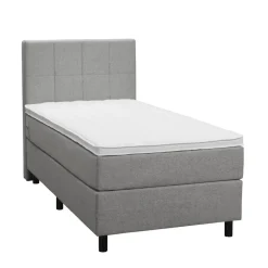 Boxspring Liv geblokt - lichtgrijs - 90x200 cm - ronde poot