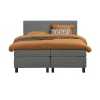 Boxspring Liv geblokt - lichtgrijs - 180x200 cm - vierkante poot