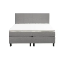 Boxspring Liv geblokt - lichtgrijs - 180x200 cm - vierkante poot
