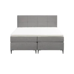 Boxspring Liv geblokt - lichtgrijs - 180x200 cm - slanke poot