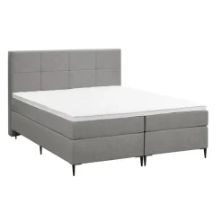 Boxspring Liv geblokt - lichtgrijs - 180x200 cm - slanke poot