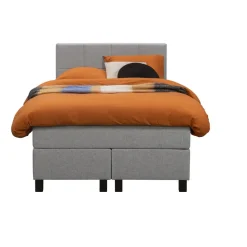 Boxspring Liv geblokt - lichtgrijs - 120x200 cm - vierkante poot