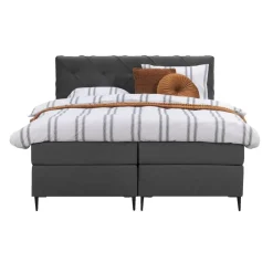 Boxspring Liv geruit - antraciet - 180x200 cm - slanke poot