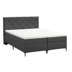 Boxspring Liv geruit - antraciet - 180x200 cm - slanke poot