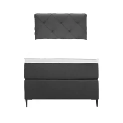 Boxspring Liv geruit - antraciet - 90x200 cm - slanke poot