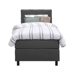 Boxspring Liv geruit - antraciet - 90x200 cm - ronde poot