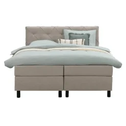 Boxspring Liv geruit - beige - 160x200 cm - ronde poot