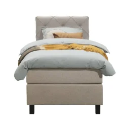 Boxspring Liv geruit - beige - 90x200 cm - vierkante poot
