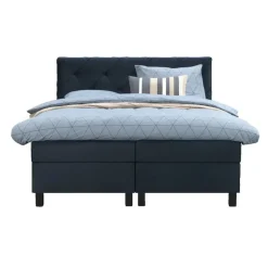 Boxspring Liv geruit - blauw - 180x200 cm - vierkante poot