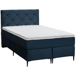 Boxspring Liv geruit - blauw - 120x200 cm - slanke poot