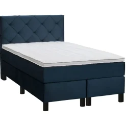 Boxspring Liv geruit - blauw - 120x200 cm - ronde poot