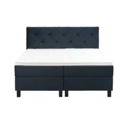 Boxspring Liv geruit - blauw - 160x200 cm - vierkante poot