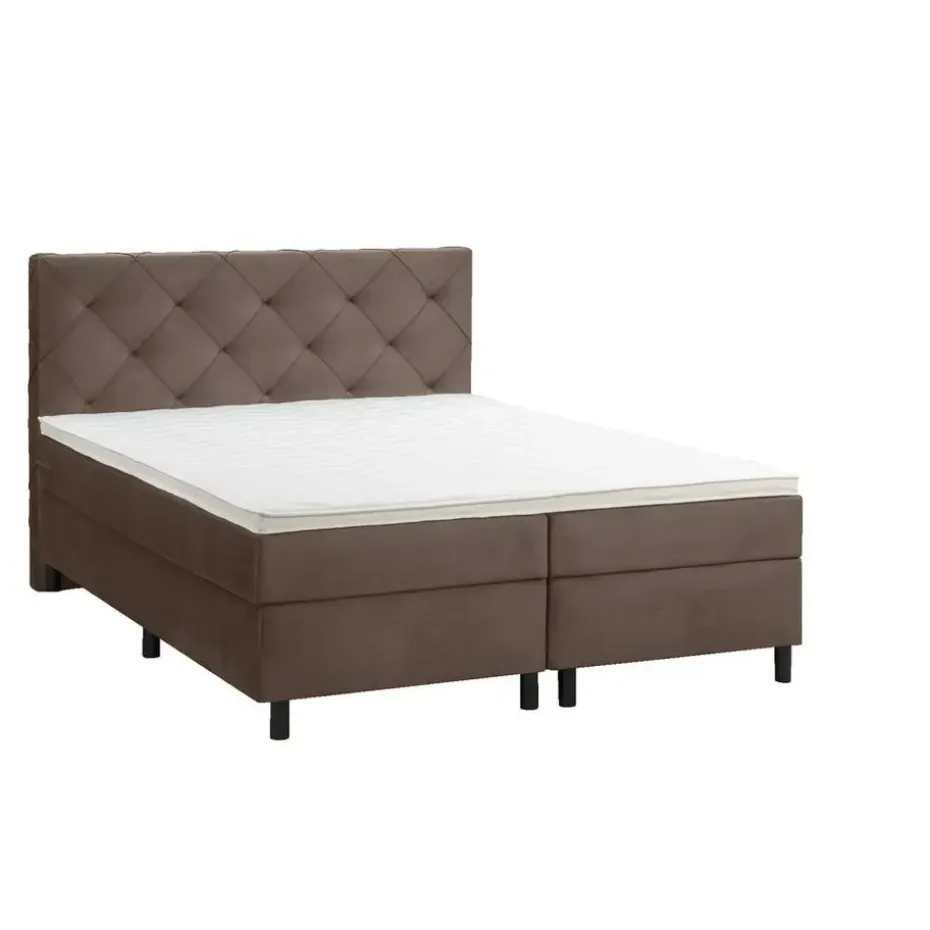 Boxspring Liv geruit - bruin - 160x200 cm - ronde poot