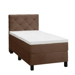 Boxspring Liv geruit - bruin - 90x200 cm - vierkante poot