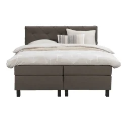 Boxspring Liv geruit - donkerbruin - 180x200 cm - vierkante poot
