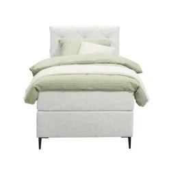 Boxspring Liv geruit - ecru - 90x200 cm - slanke poot