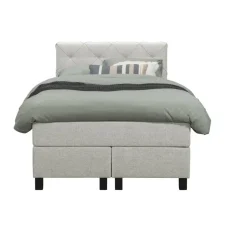 Boxspring Liv geruit - ecru - 120x200 cm - vierkante poot