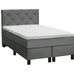Boxspring Liv geruit - grijs - 120x200 cm - ronde poot