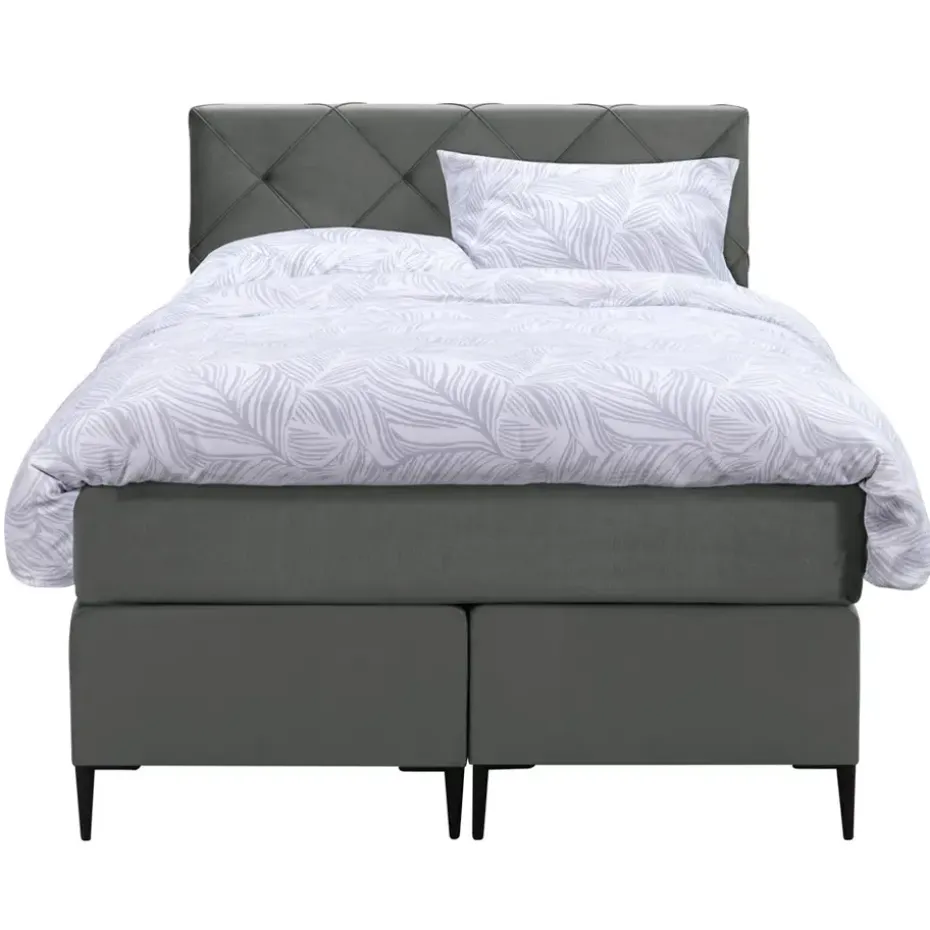 Boxspring Liv geruit - grijs - 120x200 cm - slanke poot