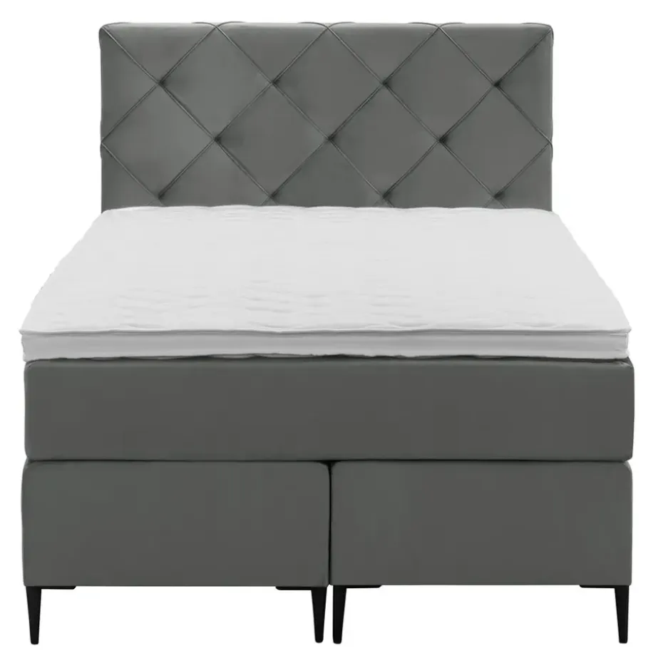 Boxspring Liv geruit - grijs - 120x200 cm - slanke poot