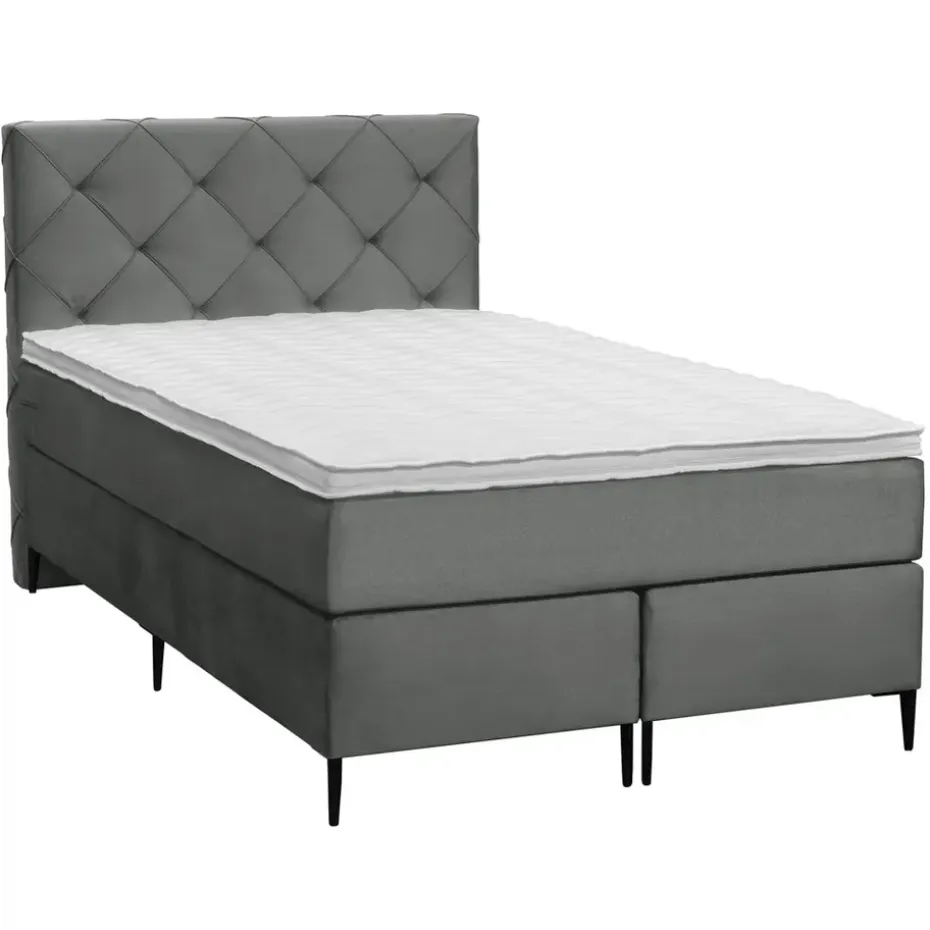 Boxspring Liv geruit - grijs - 120x200 cm - slanke poot