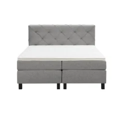 Boxspring Liv geruit - lichtgrijs - 160x200 cm - vierkante poot