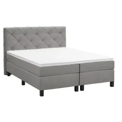 Boxspring Liv geruit - lichtgrijs - 160x200 cm - vierkante poot