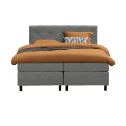 Boxspring Liv geruit - lichtgrijs - 180x200 cm - ronde poot