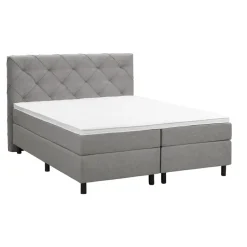 Boxspring Liv geruit - lichtgrijs - 180x200 cm - ronde poot