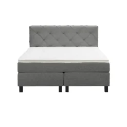 Boxspring Liv geruit - lichtgrijs - 140x200 cm - vierkante poot