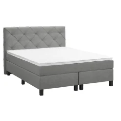 Boxspring Liv geruit - lichtgrijs - 140x200 cm - vierkante poot