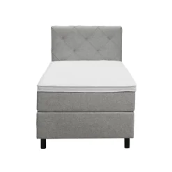 Boxspring Liv geruit - lichtgrijs - 90x200 cm - ronde poot