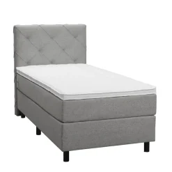 Boxspring Liv geruit - lichtgrijs - 90x200 cm - ronde poot
