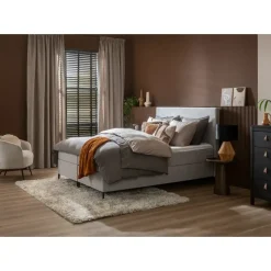 Boxspring met opbergruimte Liv egaal - lichtgrijs - 120x200 cm