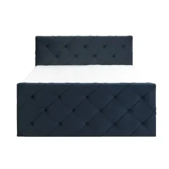 Boxspring met opbergruimte en voetbord Liv geruit - blauw - 180x200cm