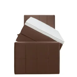 Boxspring met opbergruimte en voetbord Liv geblokt - bruin - 90x200cm